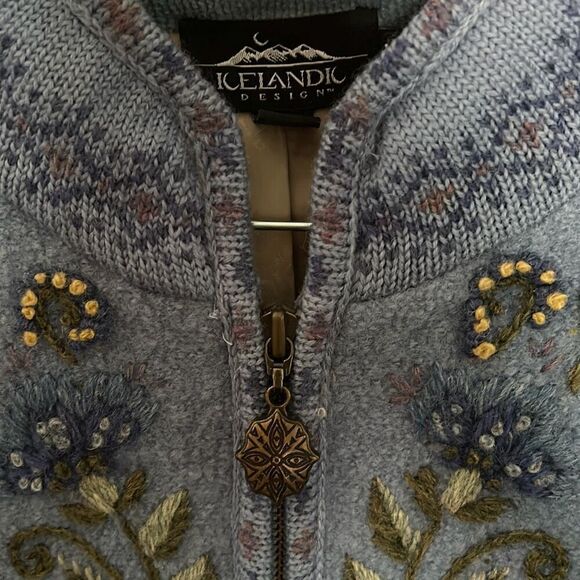 Icelantic Embroidered Wool Shacket Sweater Jacket Medium - Picture 2 of 15